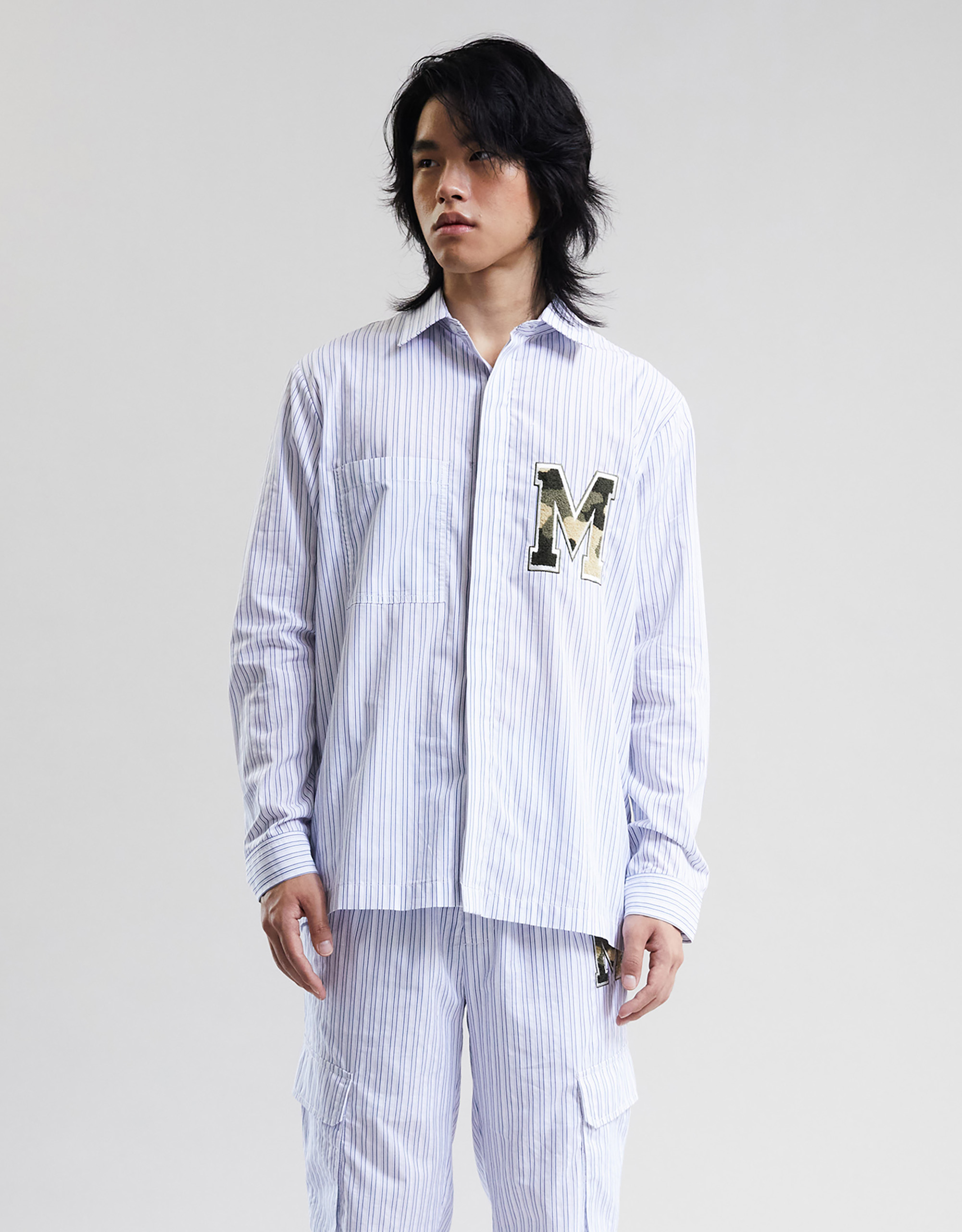 Casual blue camo M striped shirt - Image 2