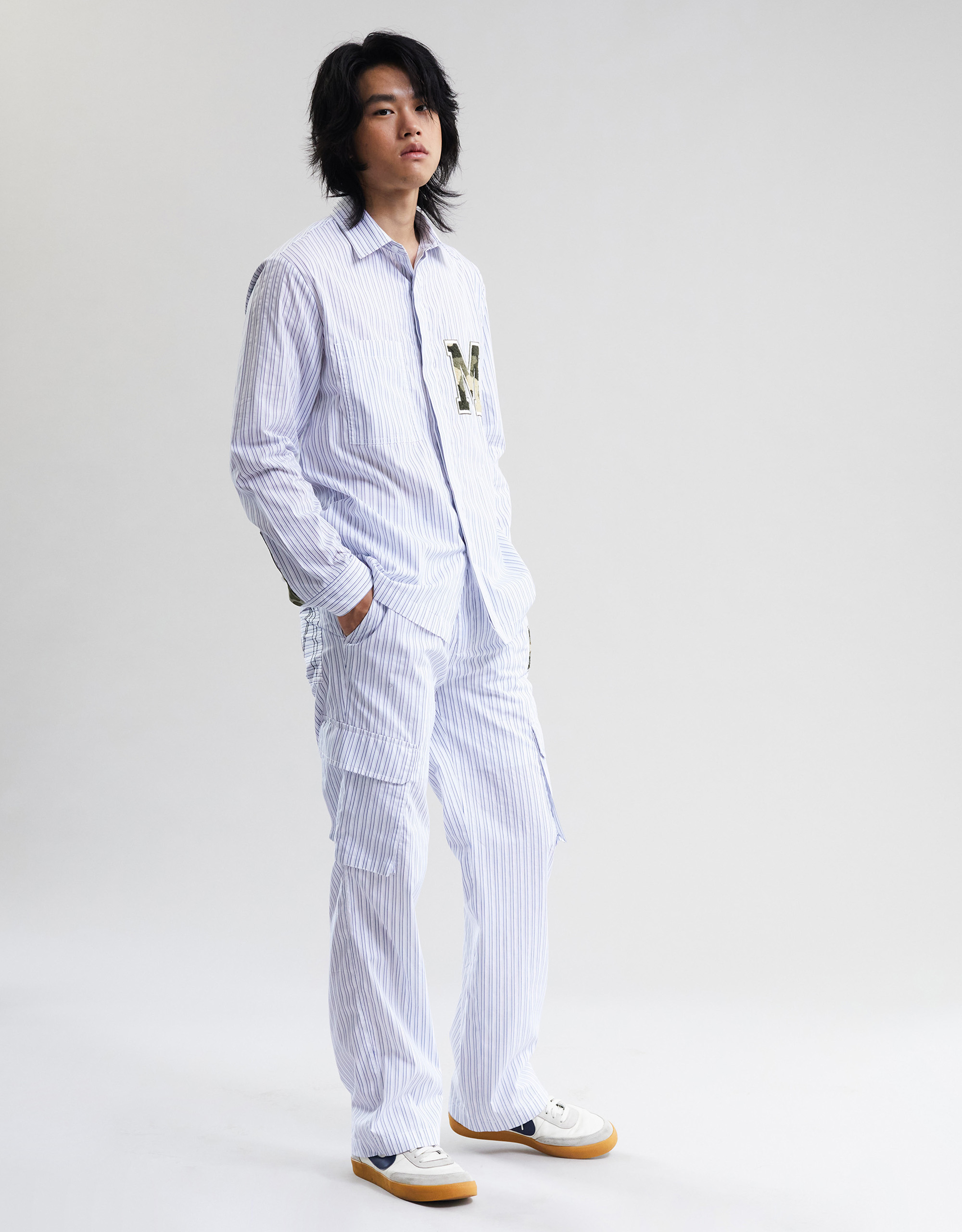 Casual blue camo M striped cargo pants - Image 2