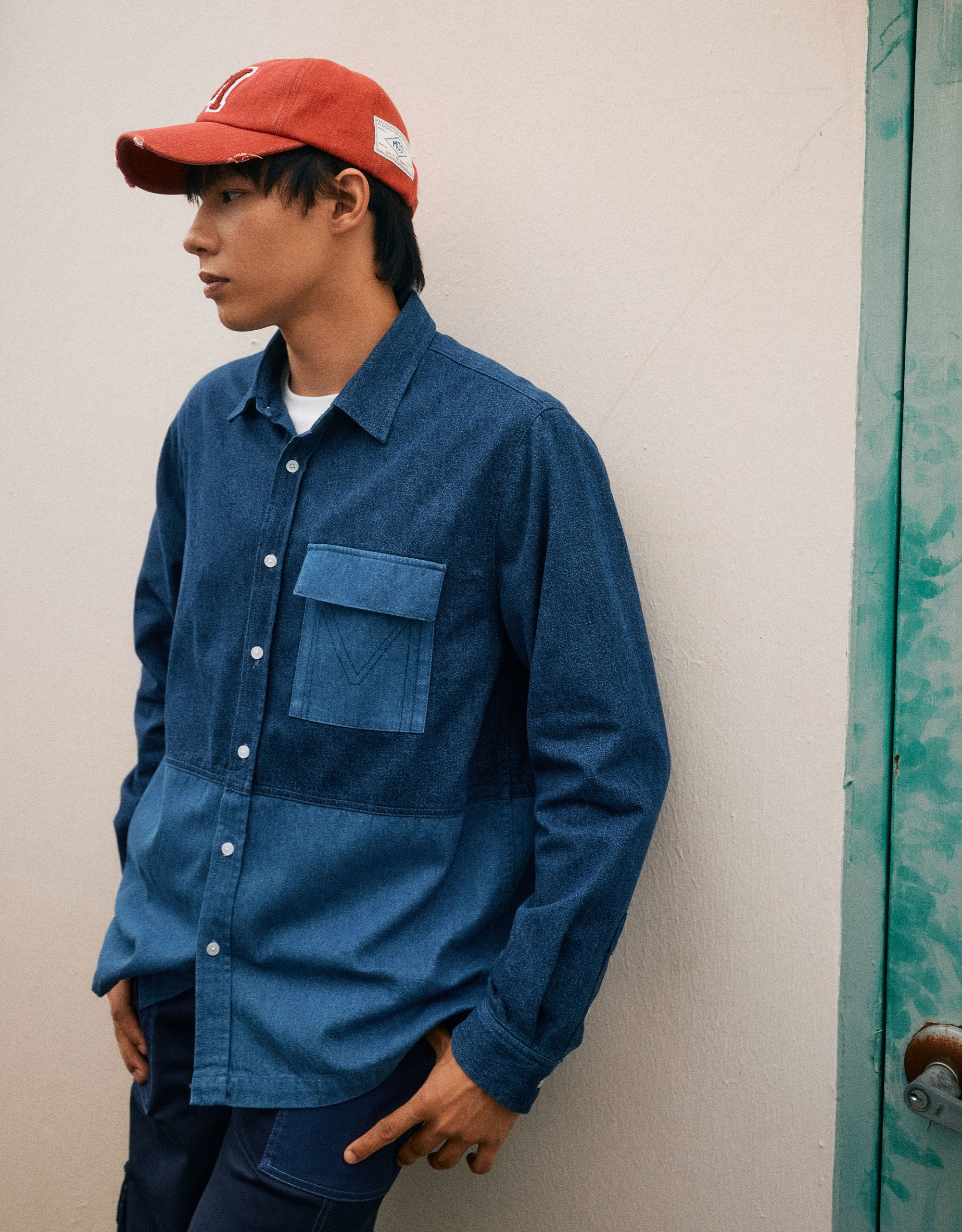 Washed Denim Patchwork Shirt - Image 2