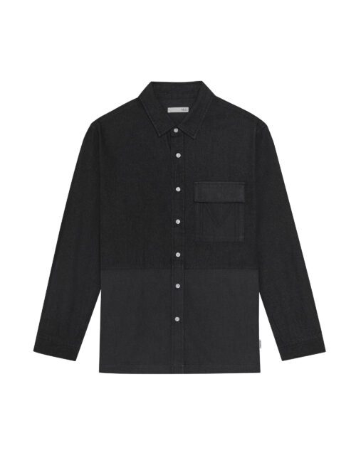 Washed Denim Patchwork Shirt