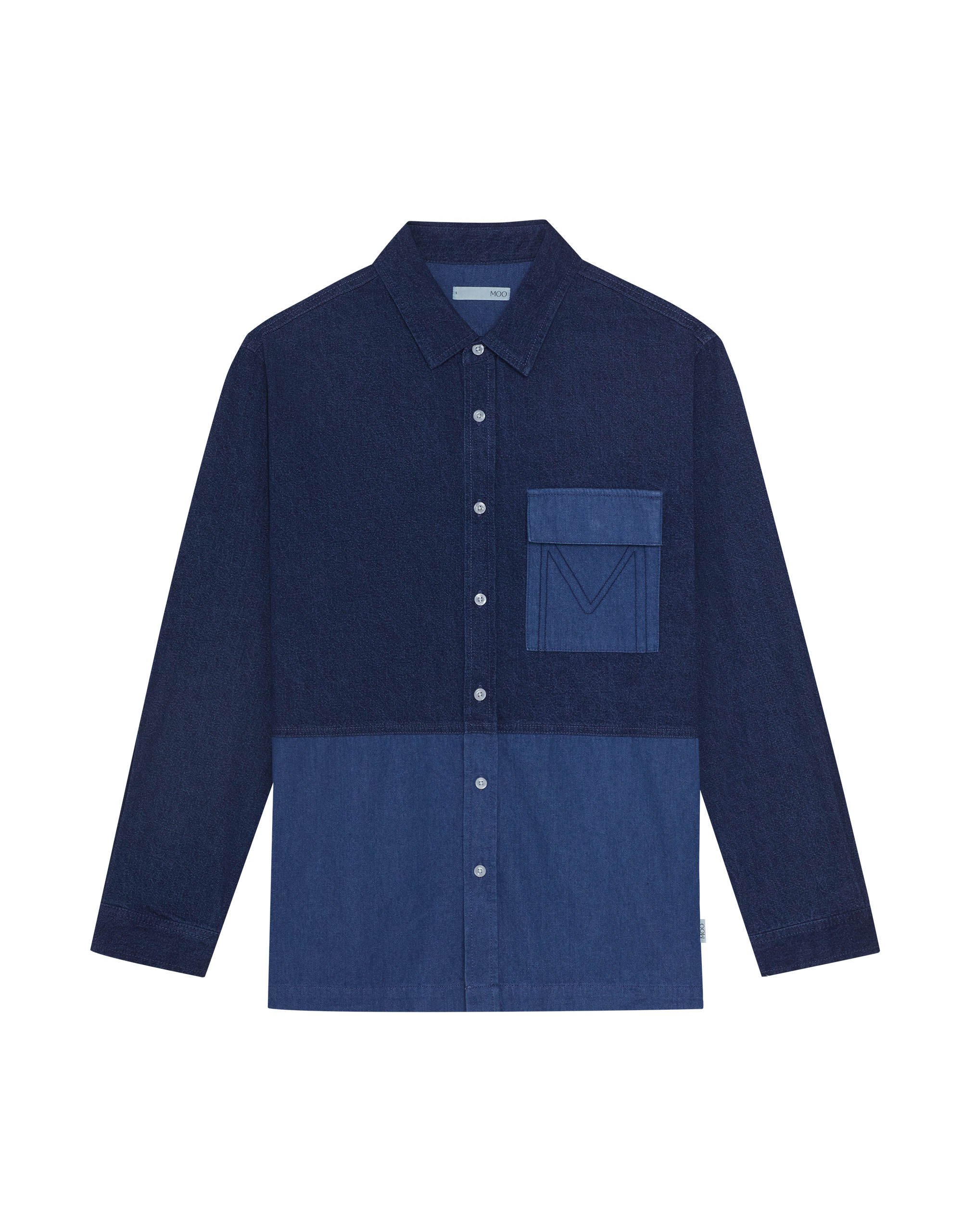 Washed Denim Patchwork Shirt - Image 6