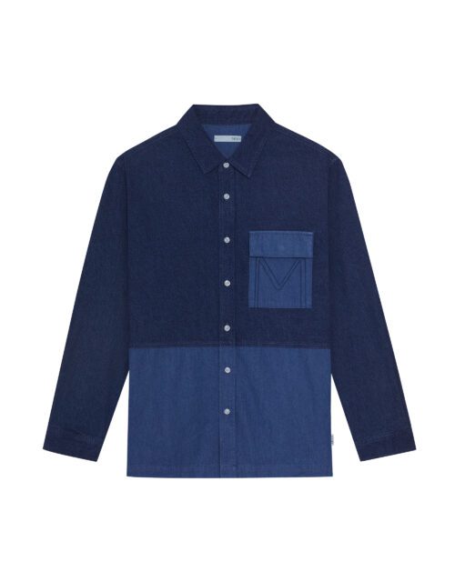 Washed Denim Patchwork Shirt