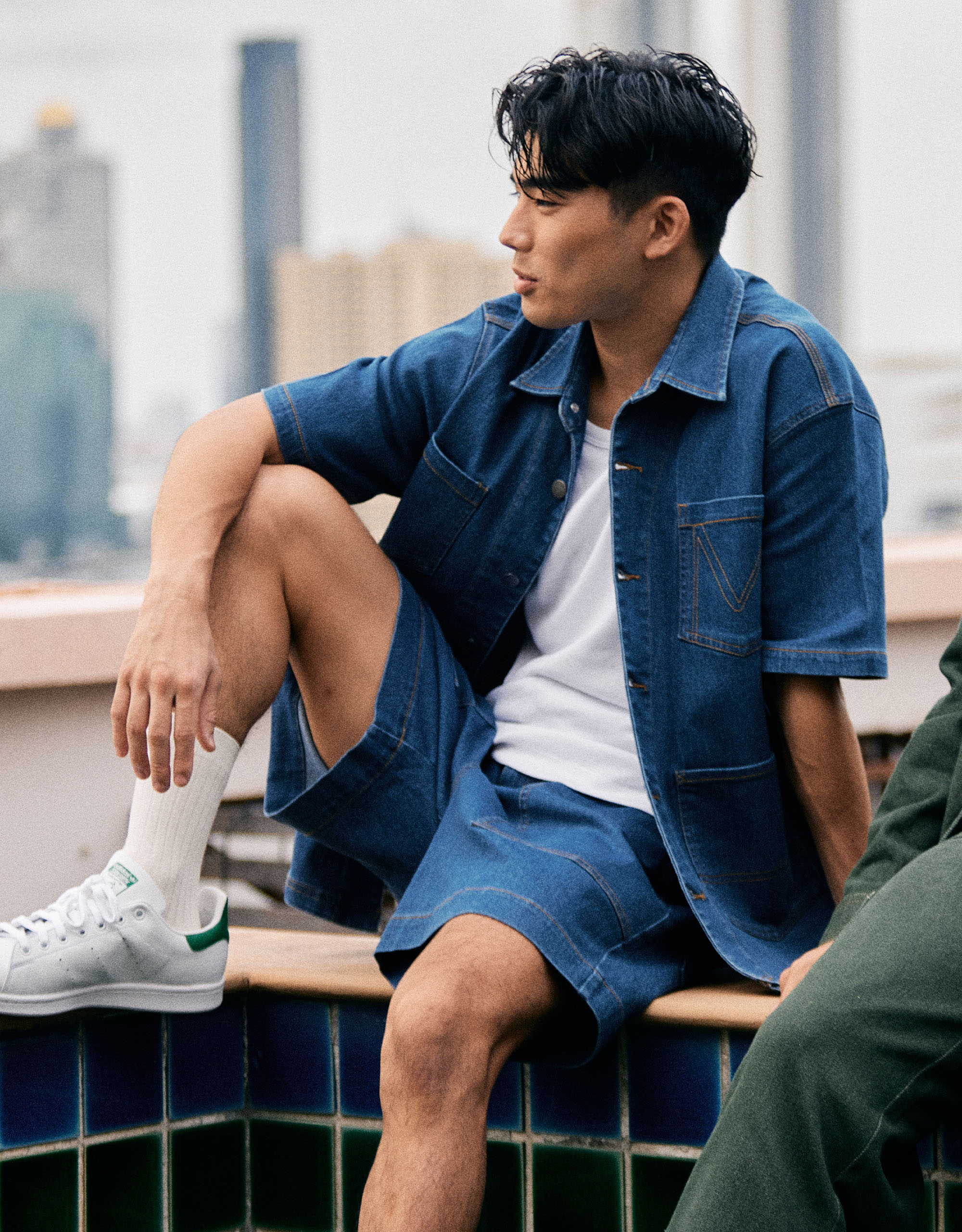 Short-Sleeves Soft Denim Shirt - Image 2