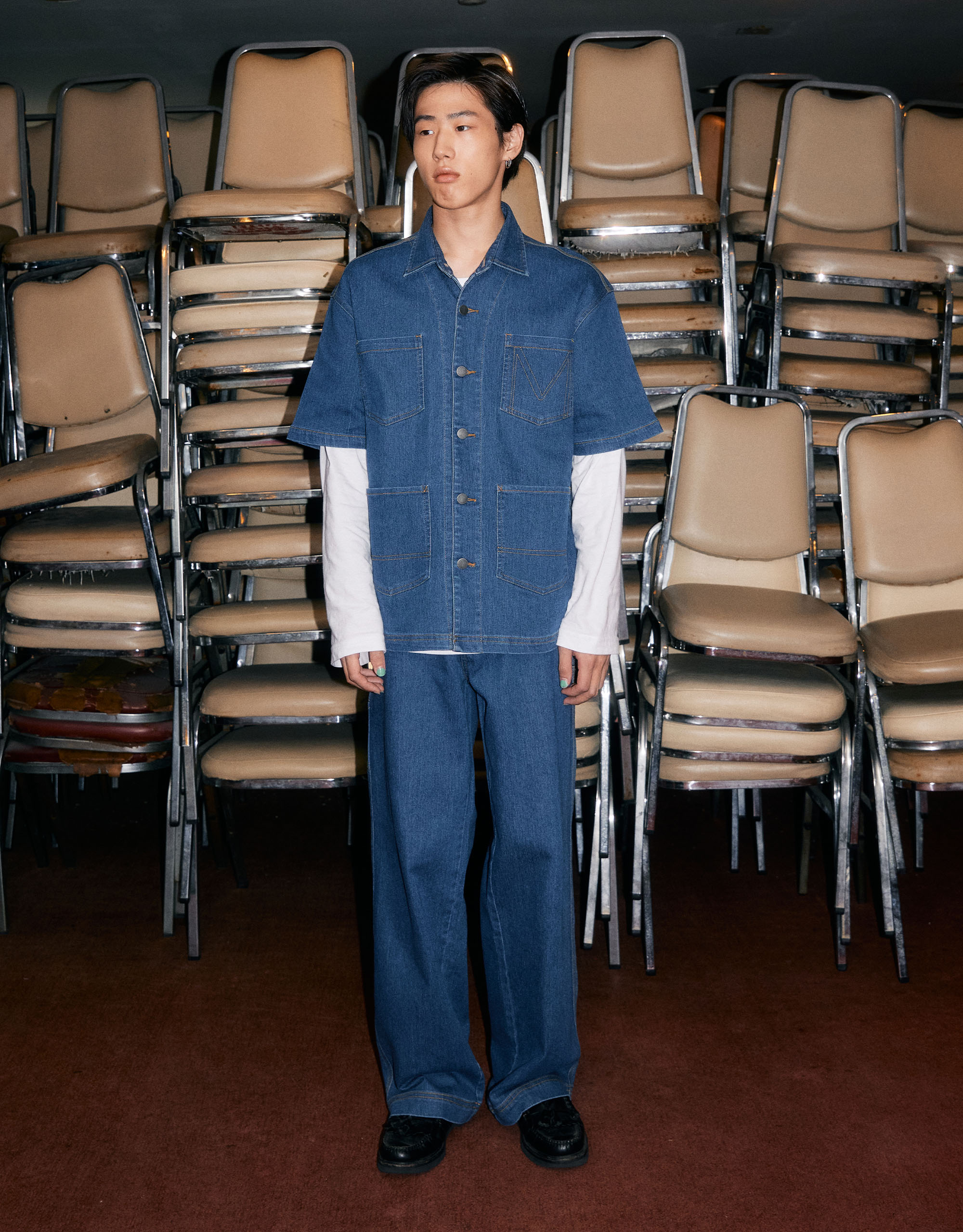 Short-Sleeves Soft Denim Shirt - Image 3