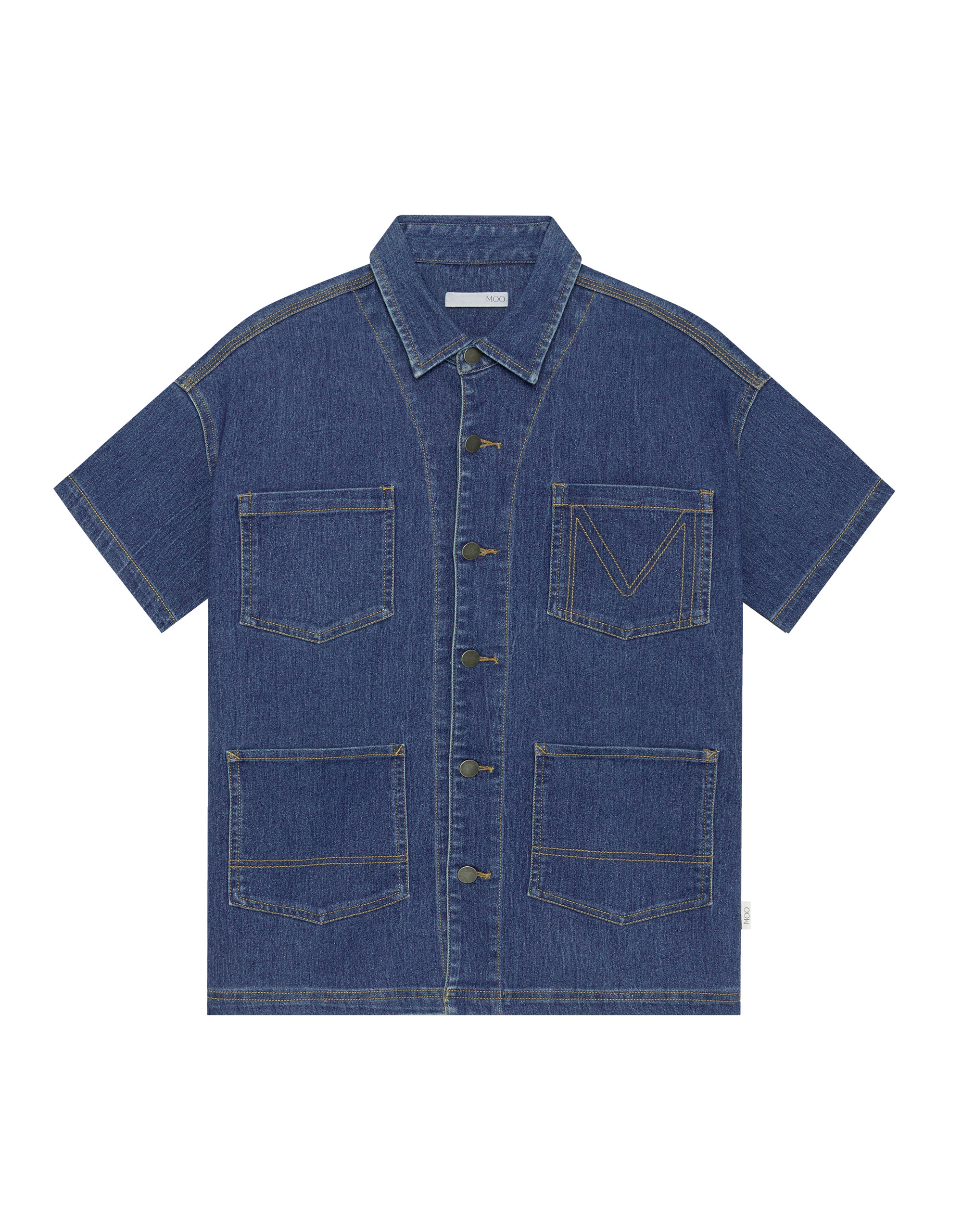 Short-Sleeves Soft Denim Shirt