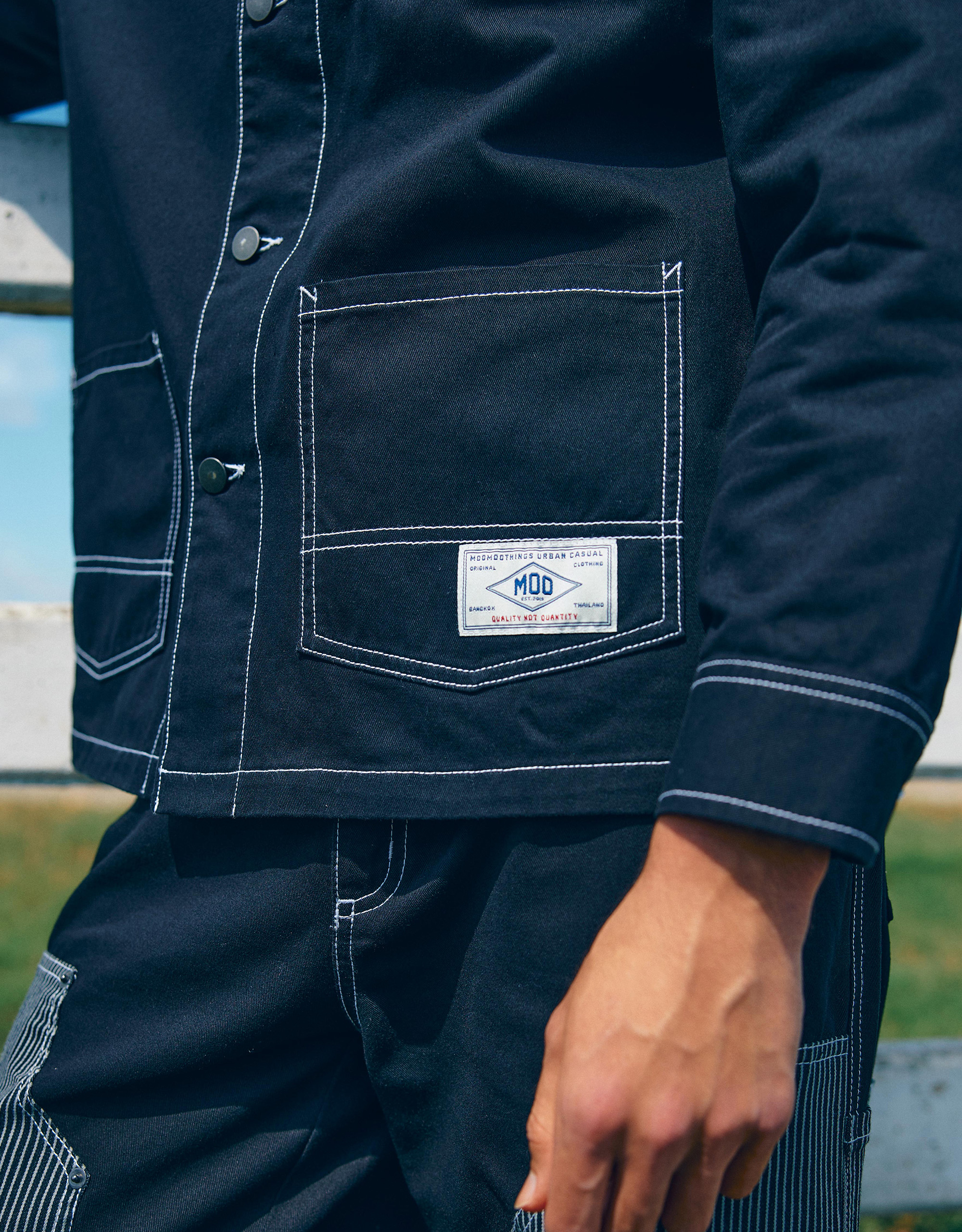 Stripe Cotton Patch Jacket - Image 3