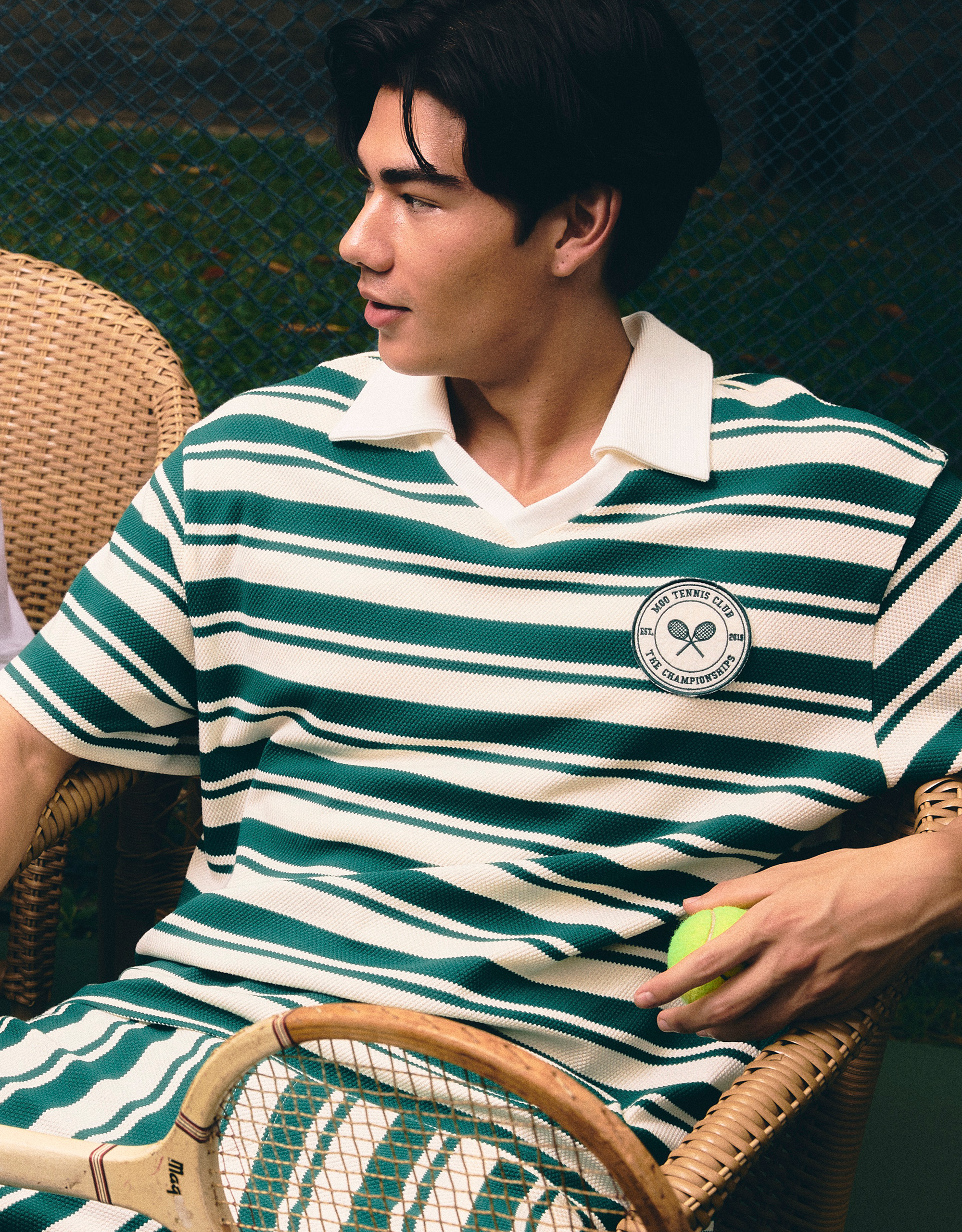 Tennis Striped Knitted Polo Shirt - Image 2