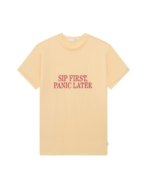 SIP FIRST PANIC LATER Slim Fit Tee