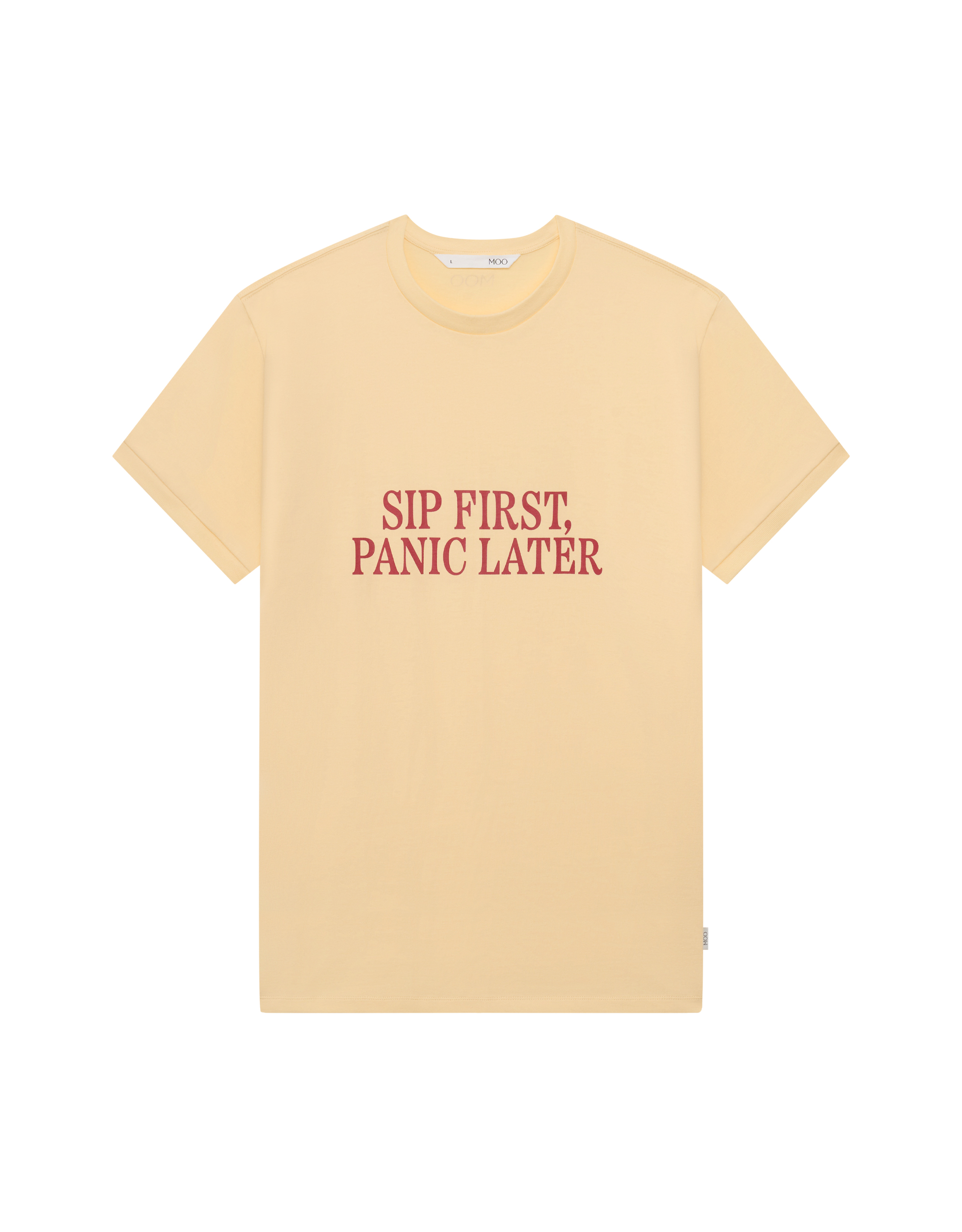 SIP FIRST PANIC LATER Slim Fit Tee